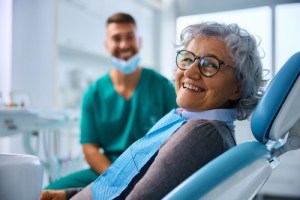 Older woman for Dental Implants Exam