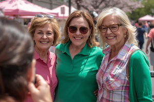 Three woman smiling taking a picture
